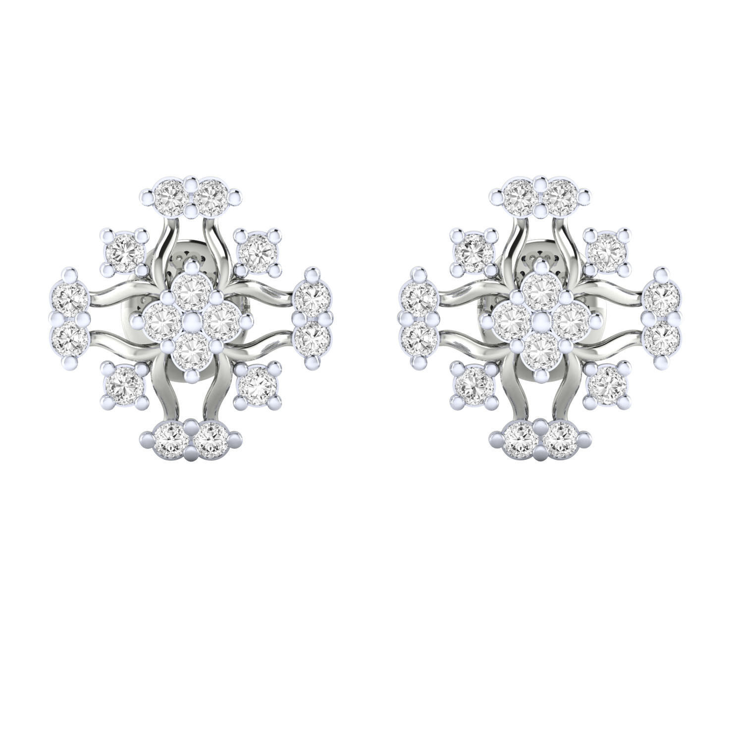 Women Stud Earrings STL JCD OBJ FBX Renders Details 3D print model_15