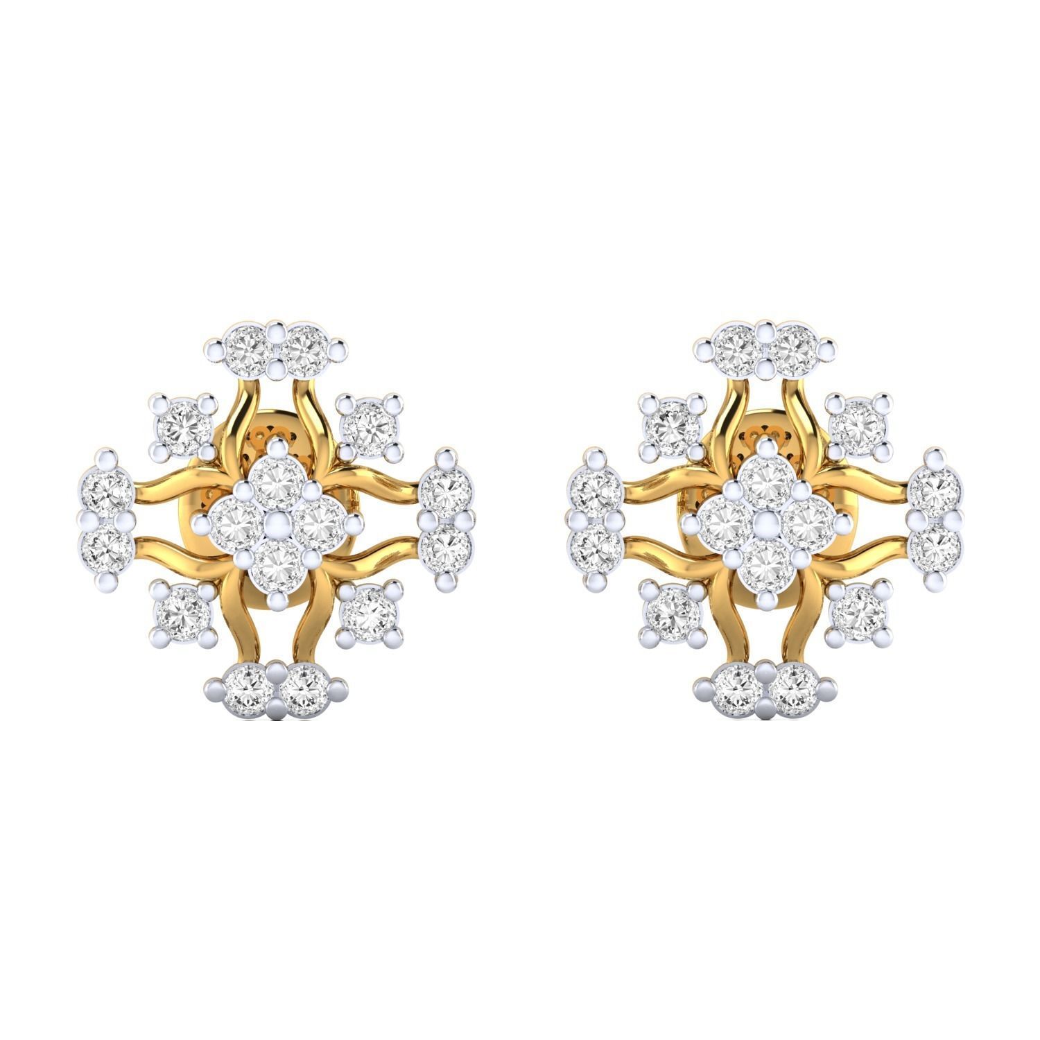 Women Stud Earrings STL JCD OBJ FBX Renders Details 3D print model_19