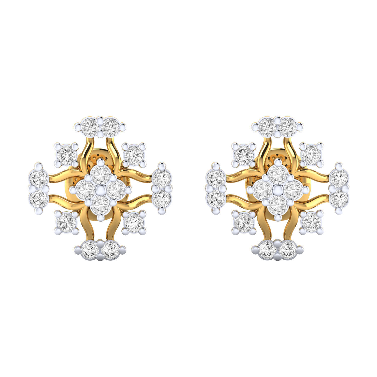 Women Stud Earrings STL JCD OBJ FBX Renders Details 3D print model_17