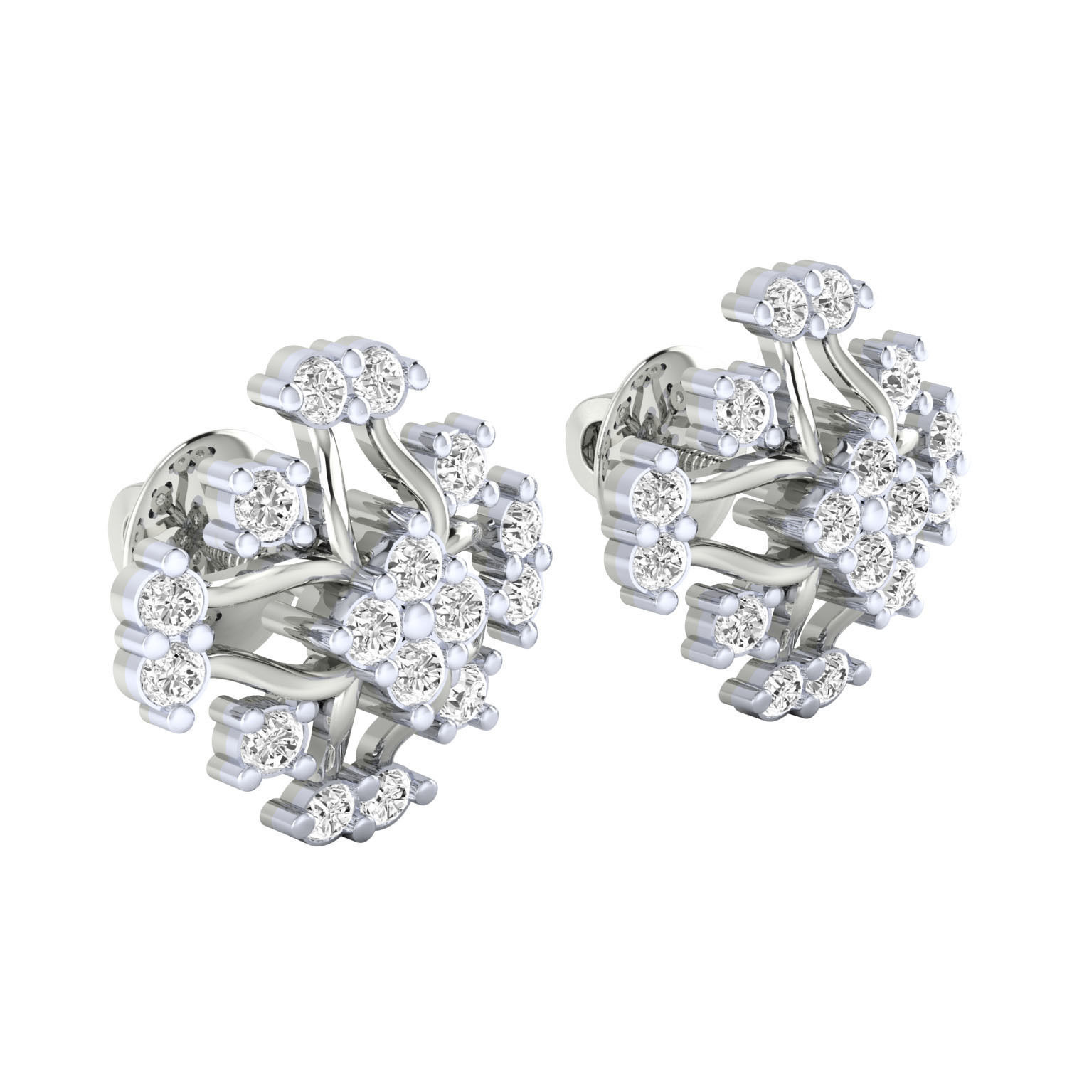 Women Stud Earrings STL JCD OBJ FBX Renders Details 3D print model_11