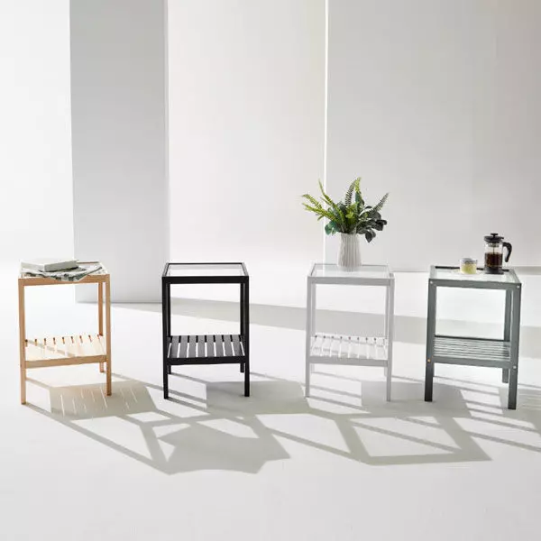 Wood side table bedside table 3D model_0