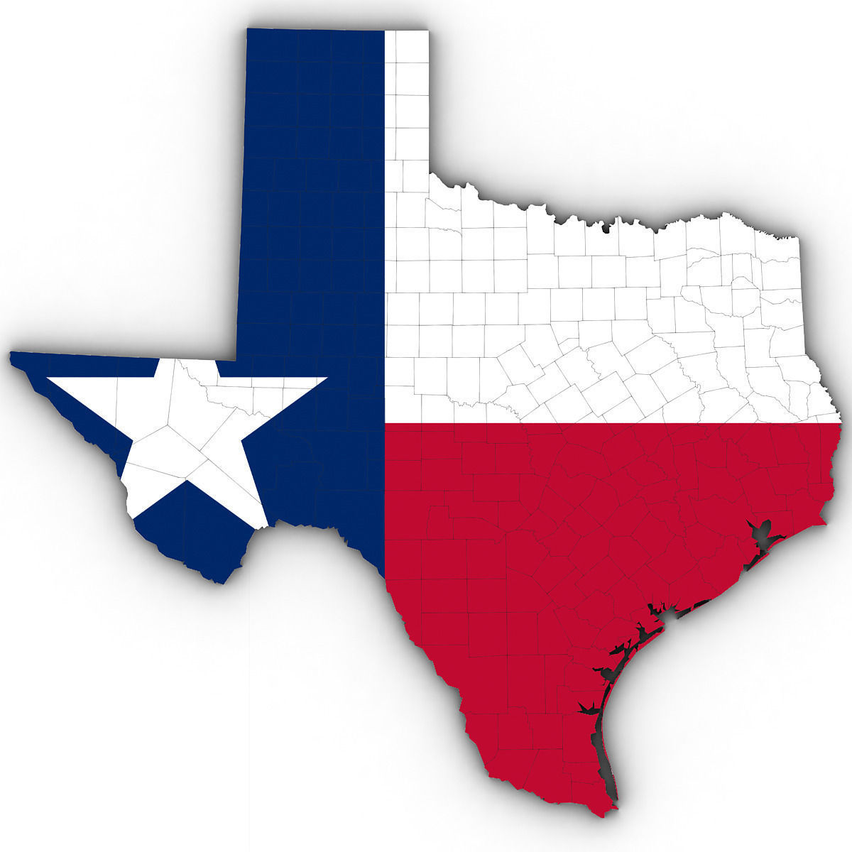 Texas Political Map 3D model_6