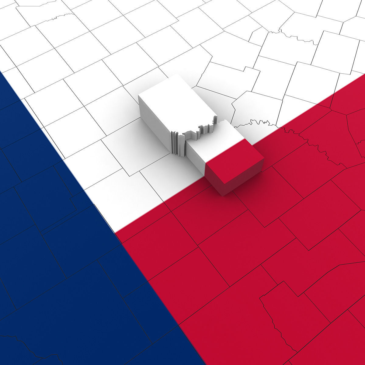 Texas Political Map 3D model_4