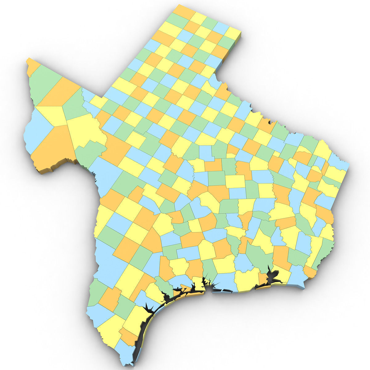 Texas Political Map 3D model_1