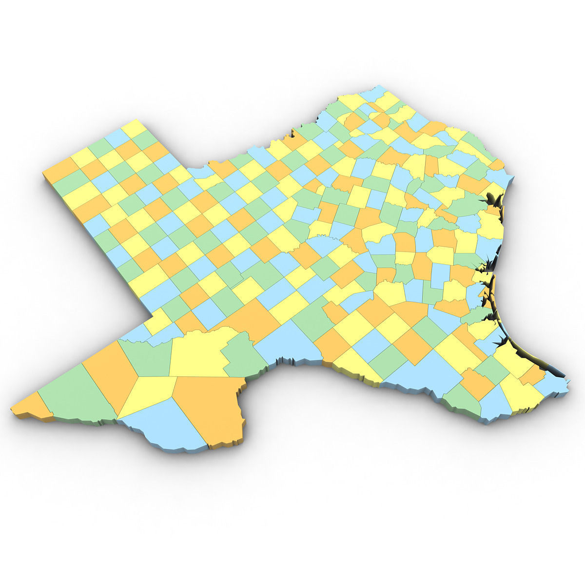 Texas Political Map 3D model_3