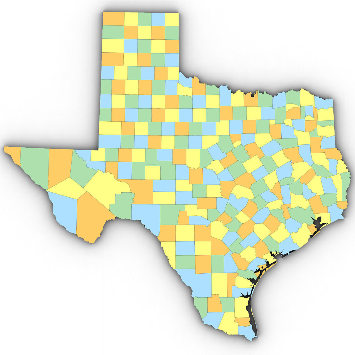Texas Political Map 3D model_7