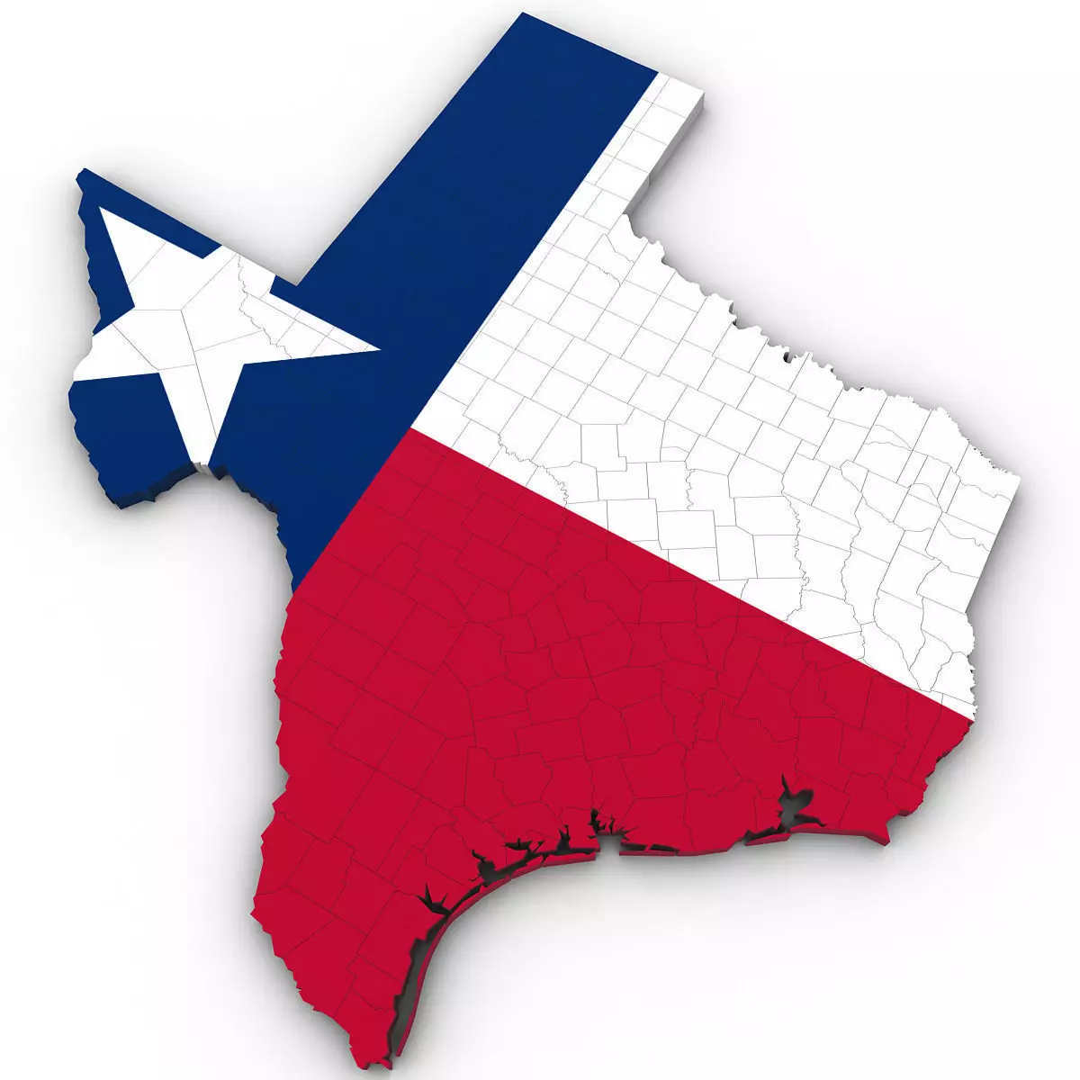 Texas Political Map 3D model_0