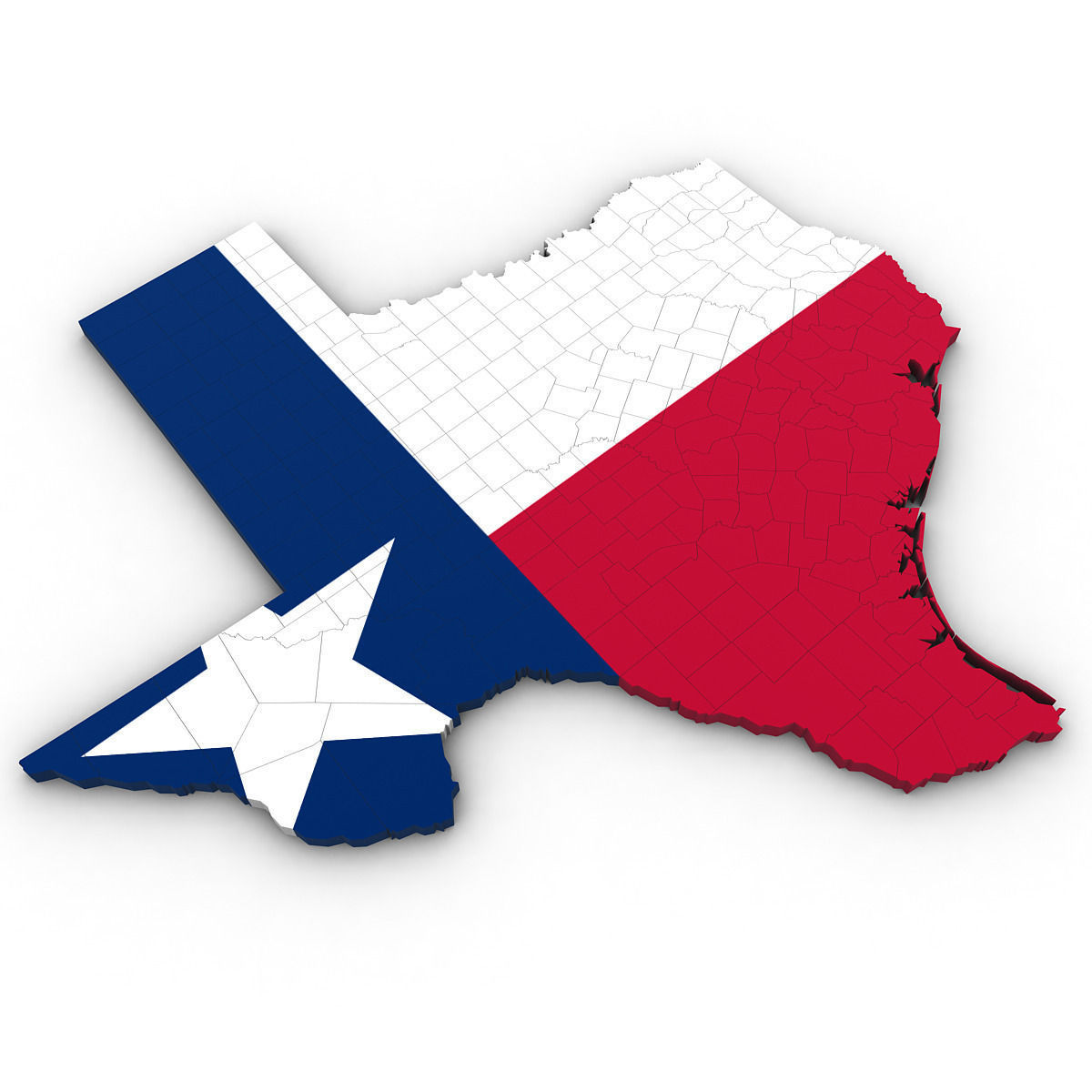 Texas Political Map 3D model_2