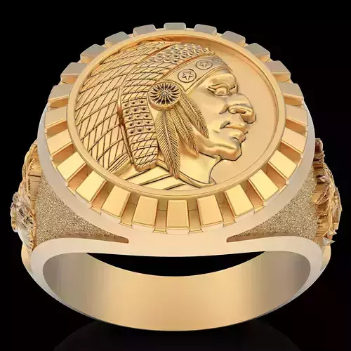 Indian warrior ring silver gold printable jewelry 3D model