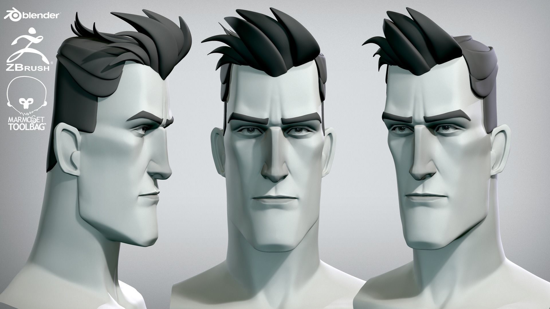 Cartoon male character Bruce base mesh 3D model_2