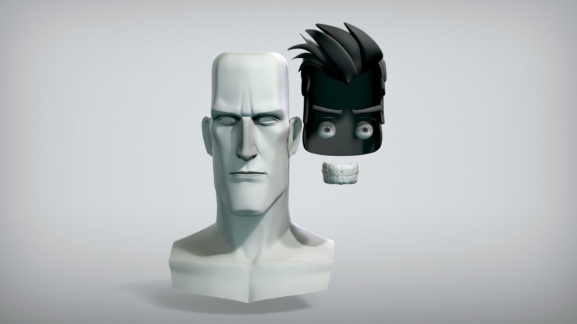 Cartoon male character Bruce base mesh 3D model_8