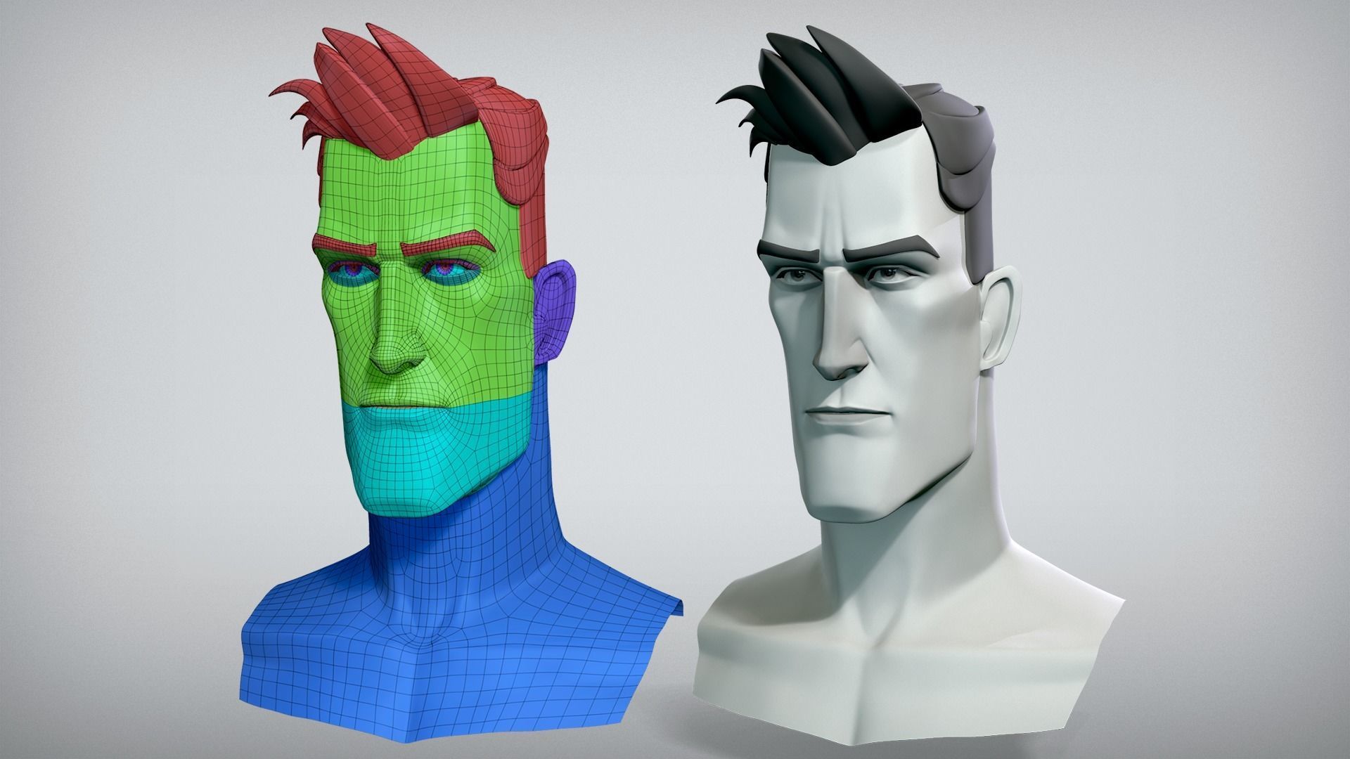 Cartoon male character Bruce base mesh 3D model_5