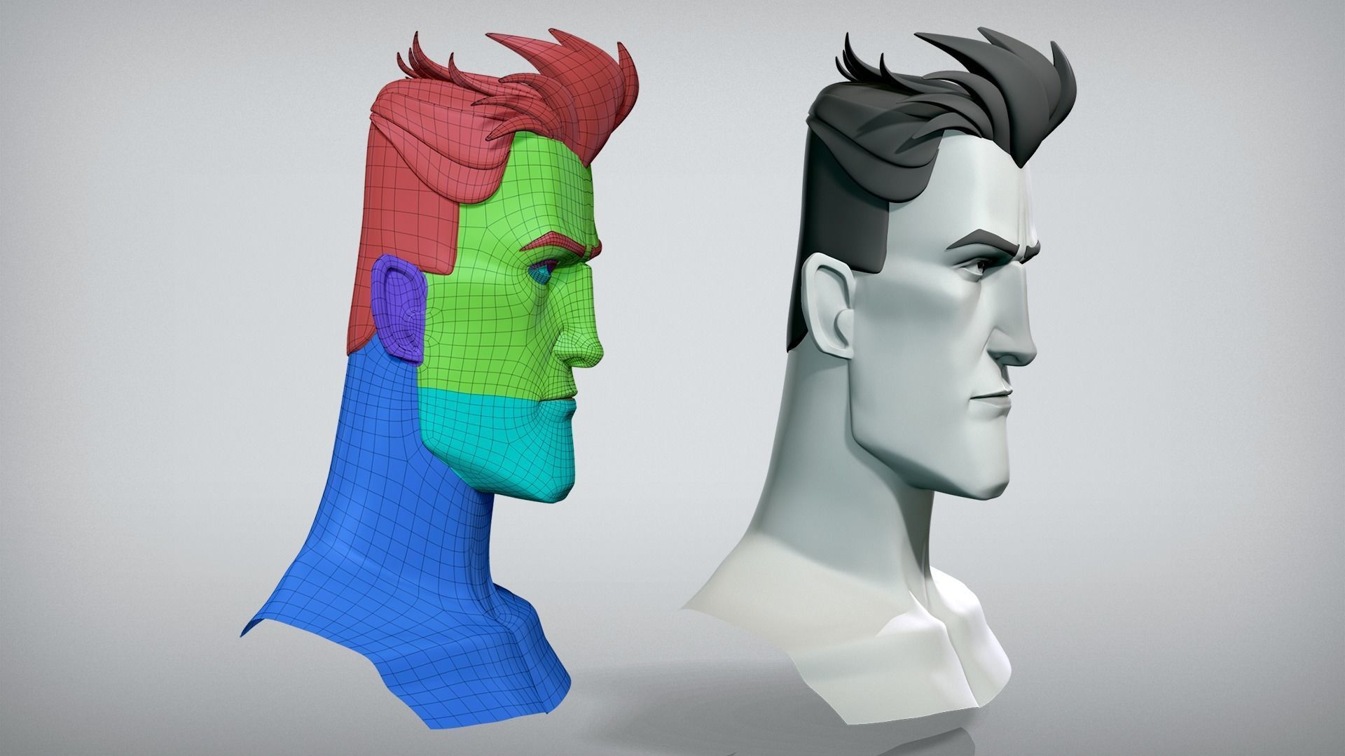 Cartoon male character Bruce base mesh 3D model_6