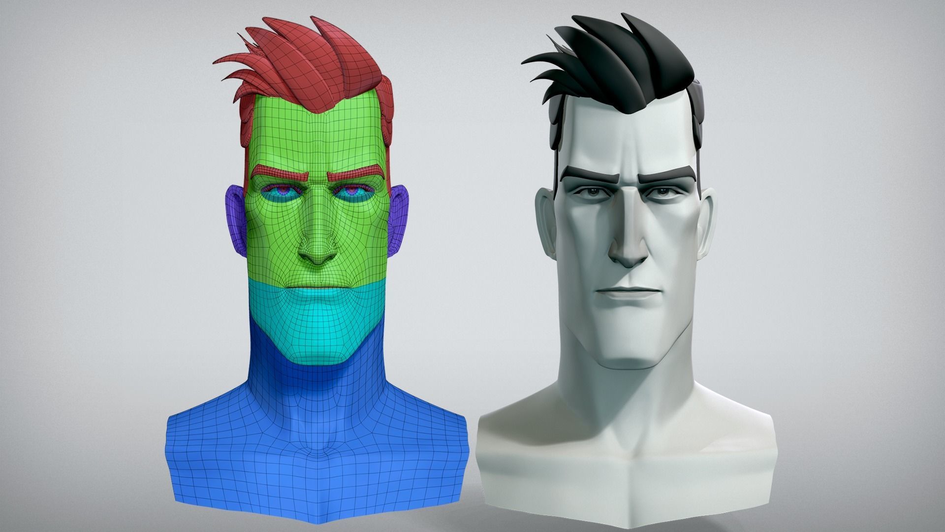 Cartoon male character Bruce base mesh 3D model_4