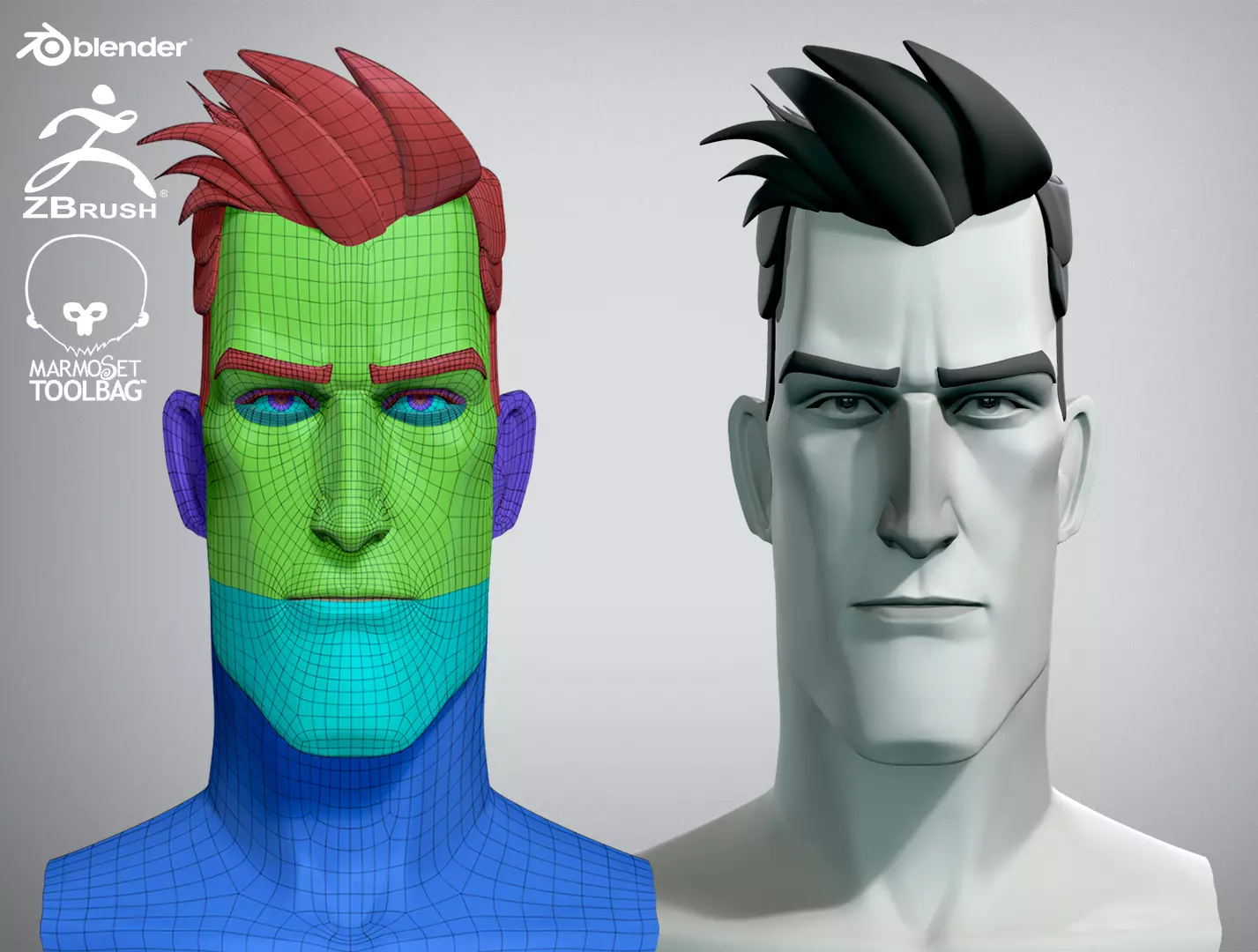 Cartoon male character Bruce base mesh 3D model_0