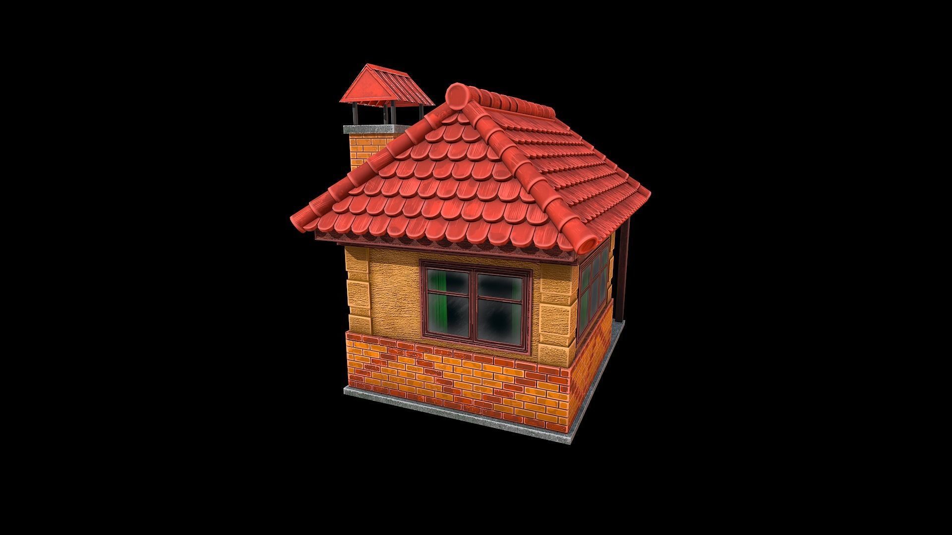 Guest House Low-poly 3D model_3