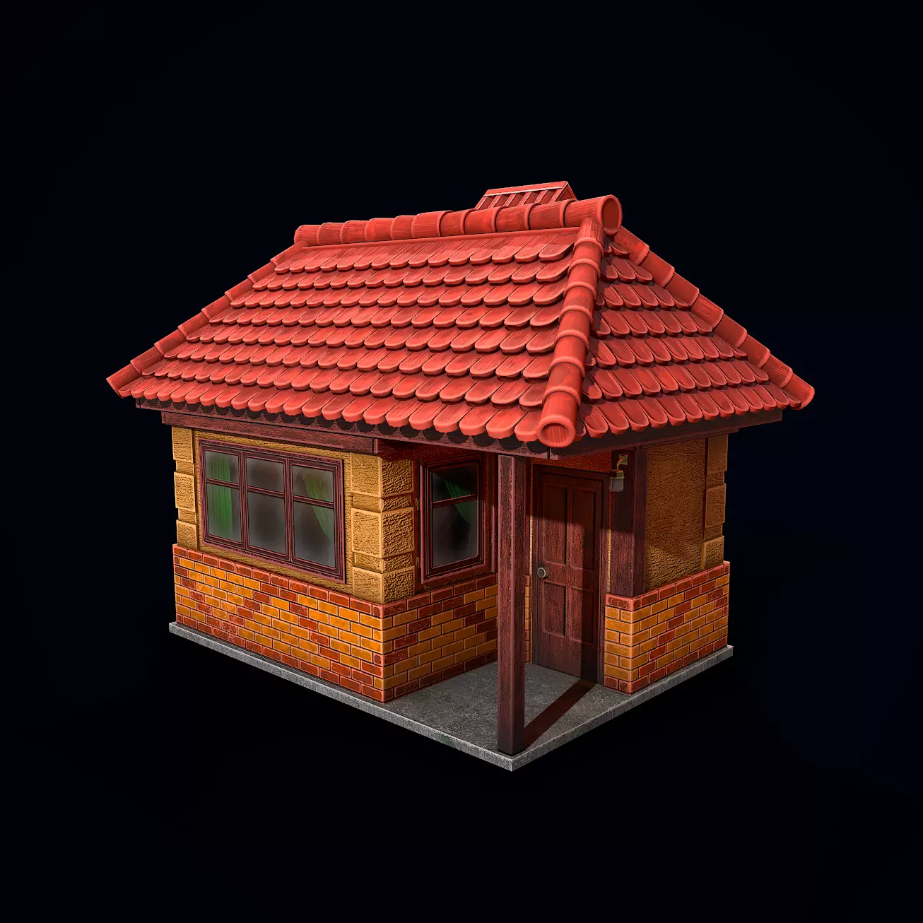 Guest House Low-poly 3D model_0