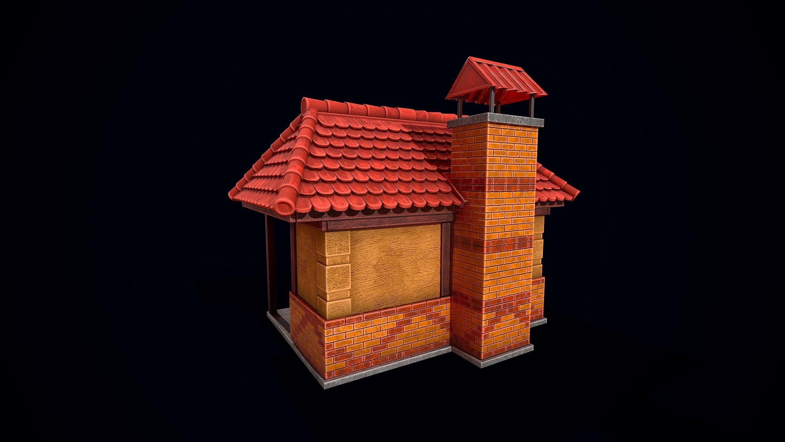 Guest House Low-poly 3D model_6