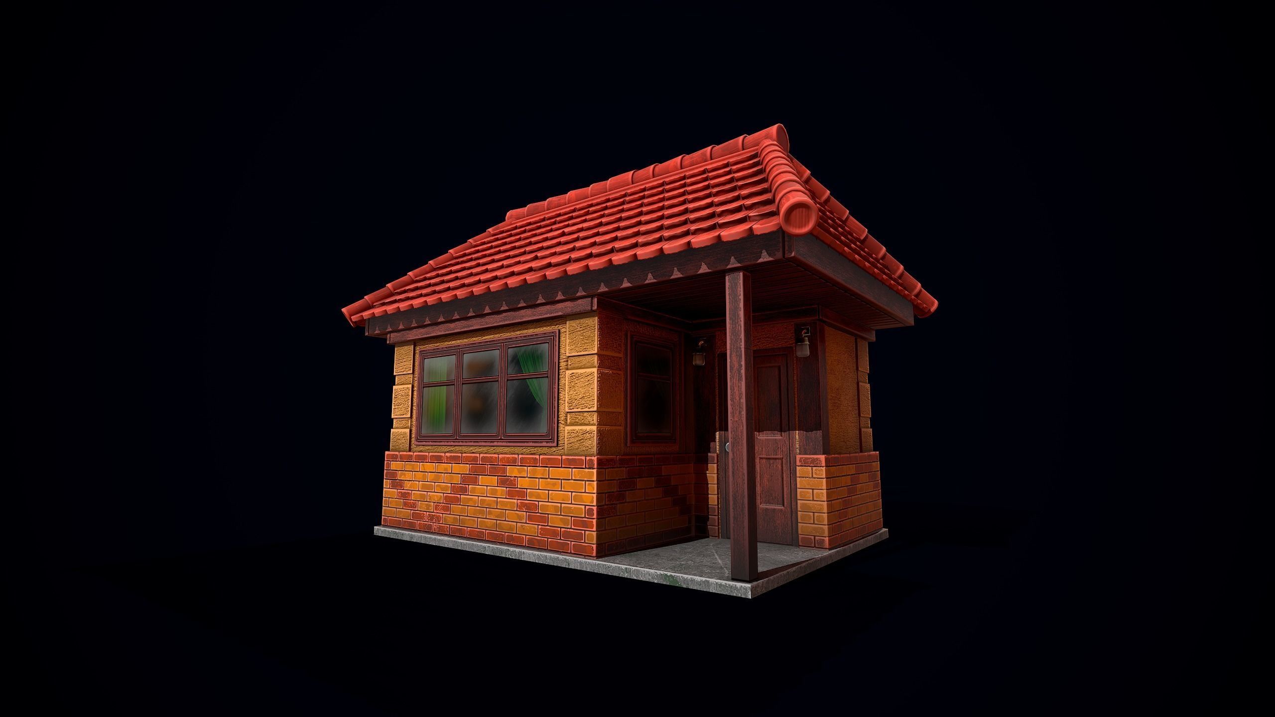 Guest House Low-poly 3D model_7
