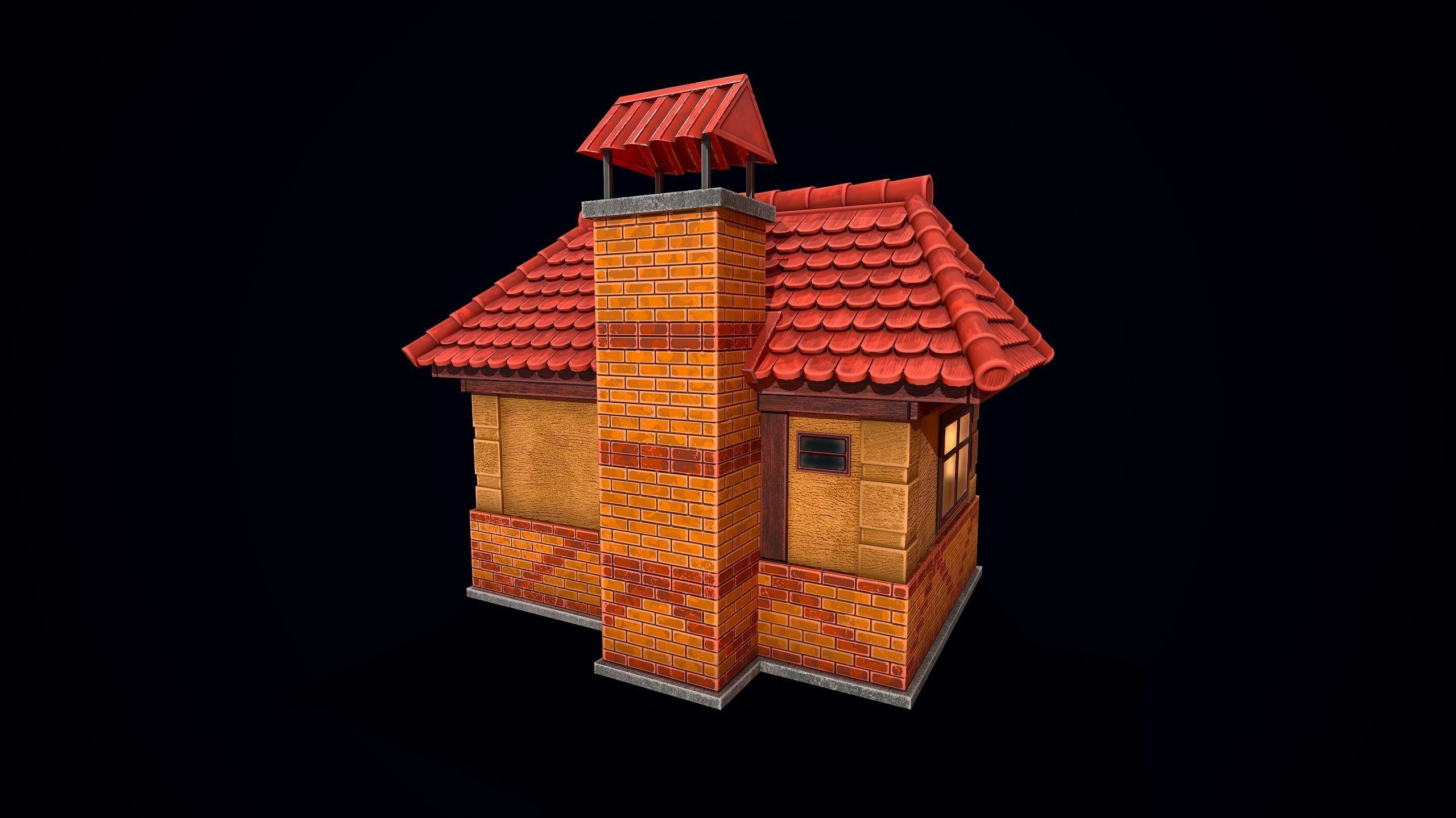 Guest House Low-poly 3D model_5