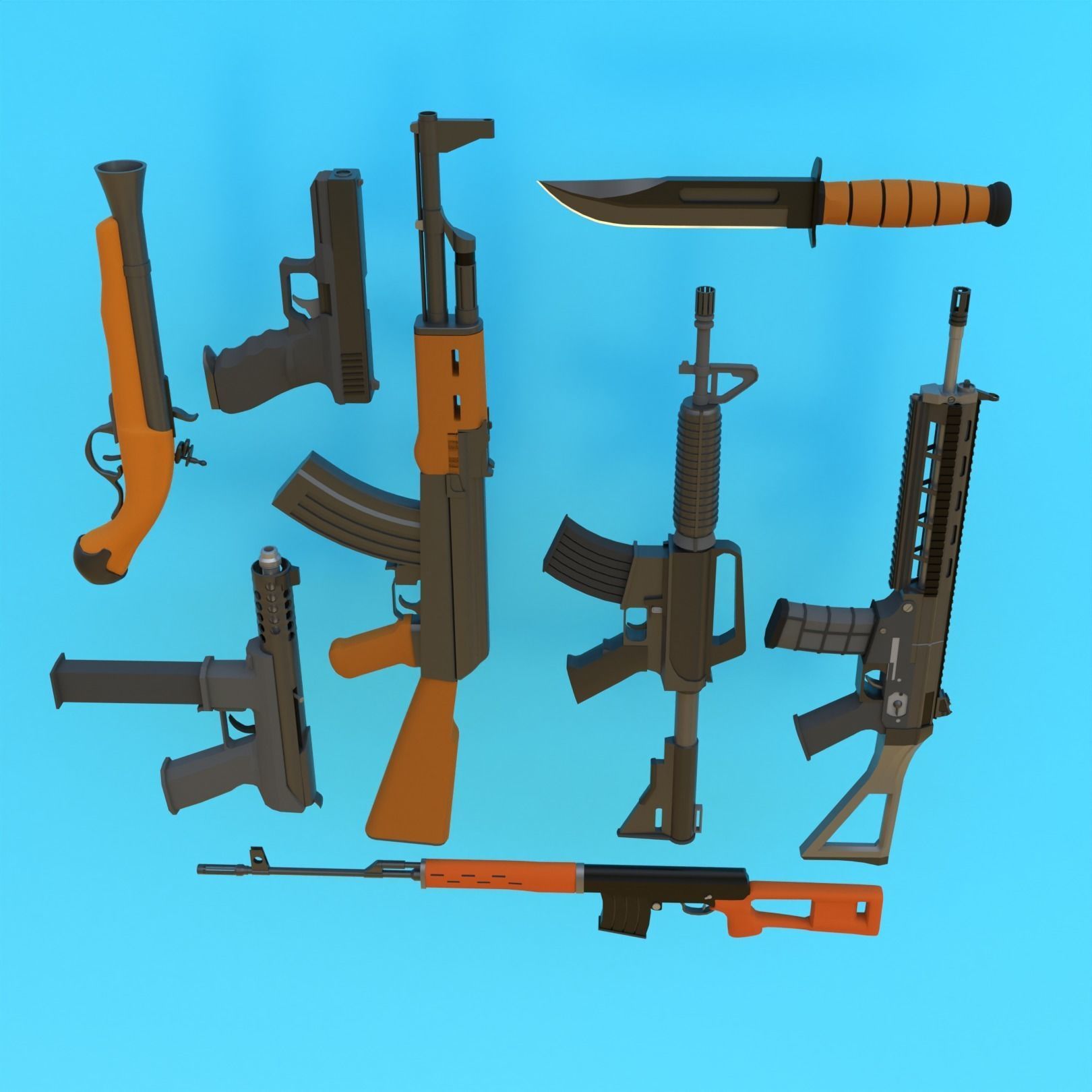 ALL WEAPONS PACK - Models and Textures Low-poly 3D model Low-poly 3D model_2