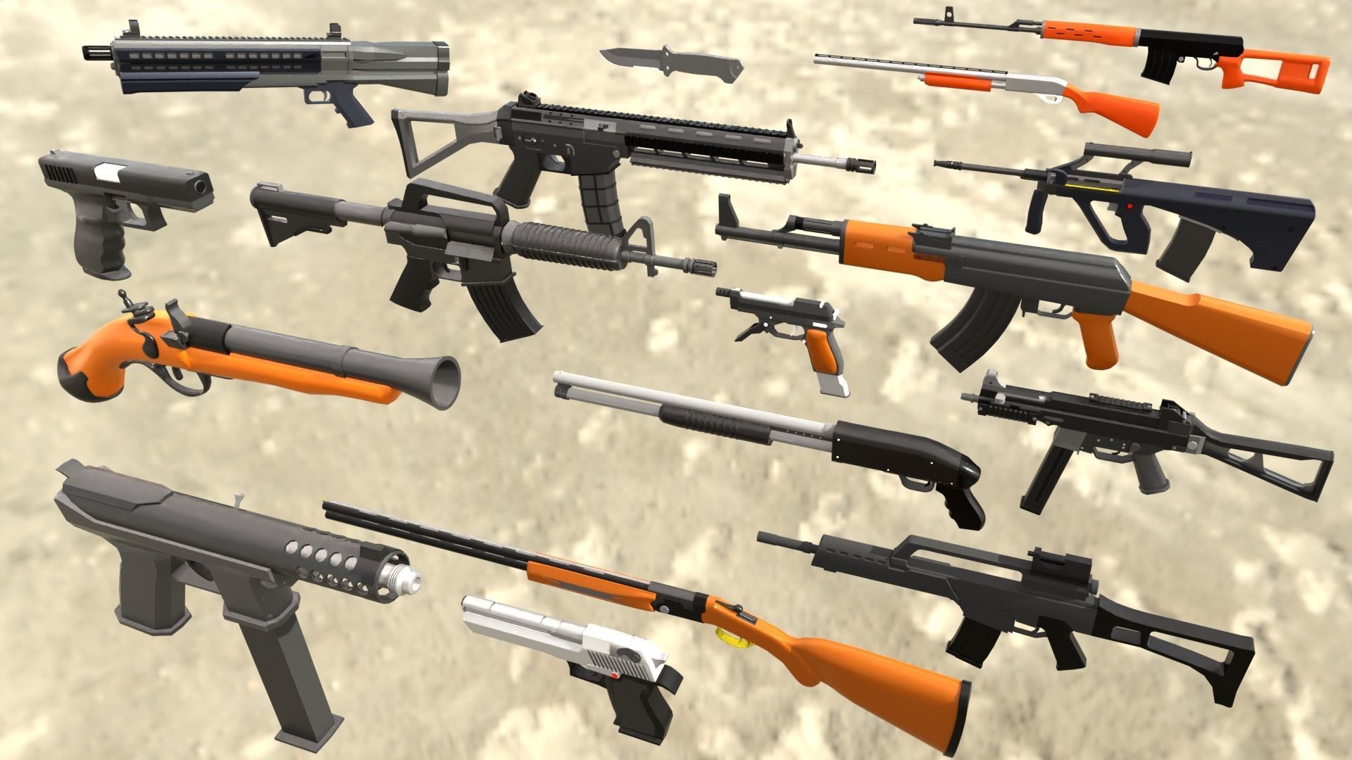 ALL WEAPONS PACK - Models and Textures Low-poly 3D model Low-poly 3D model_1