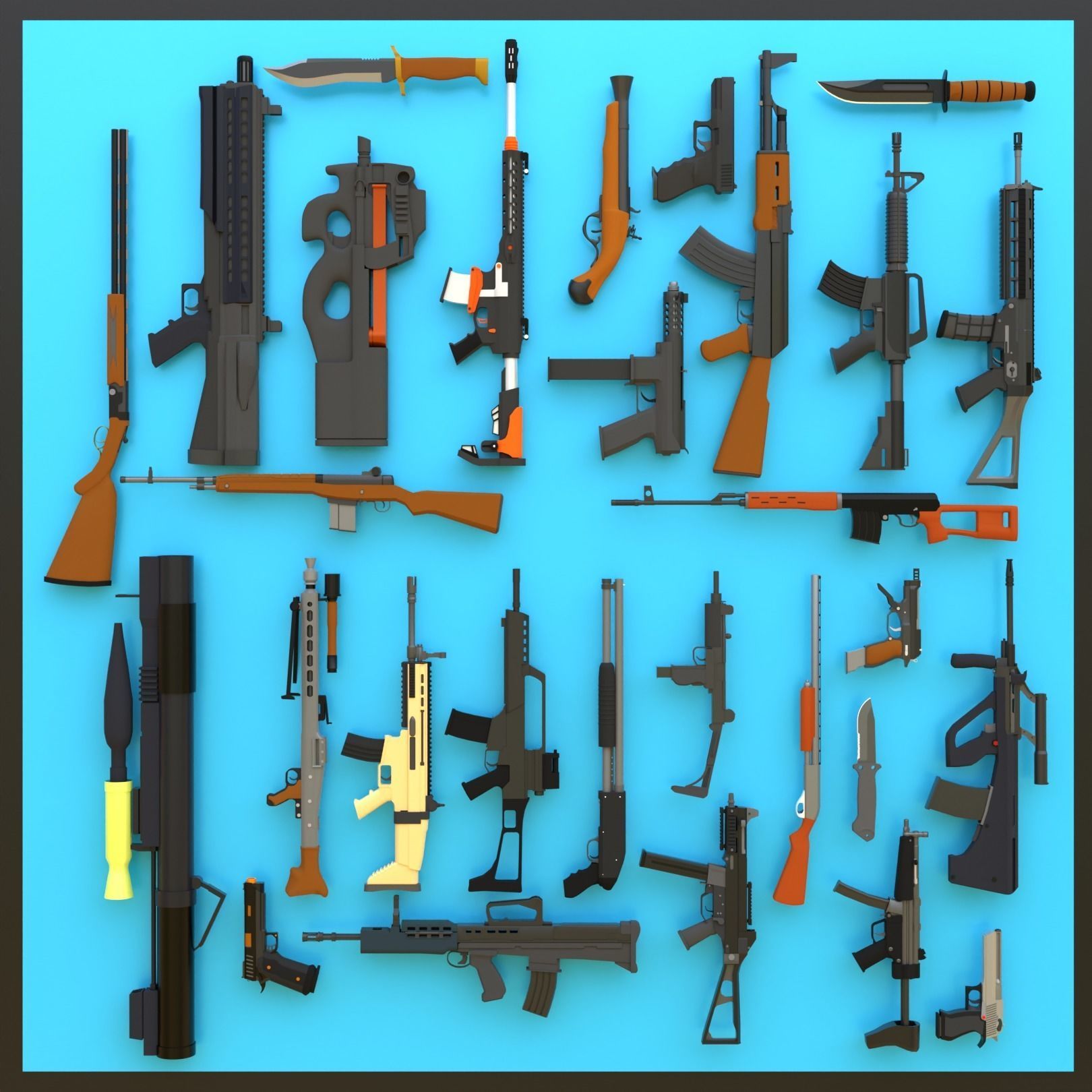 ALL WEAPONS PACK - Models and Textures Low-poly 3D model Low-poly 3D model_0