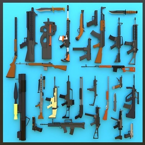 ALL WEAPONS PACK - Models and Textures Low-poly 3D model Low-poly 3D model
