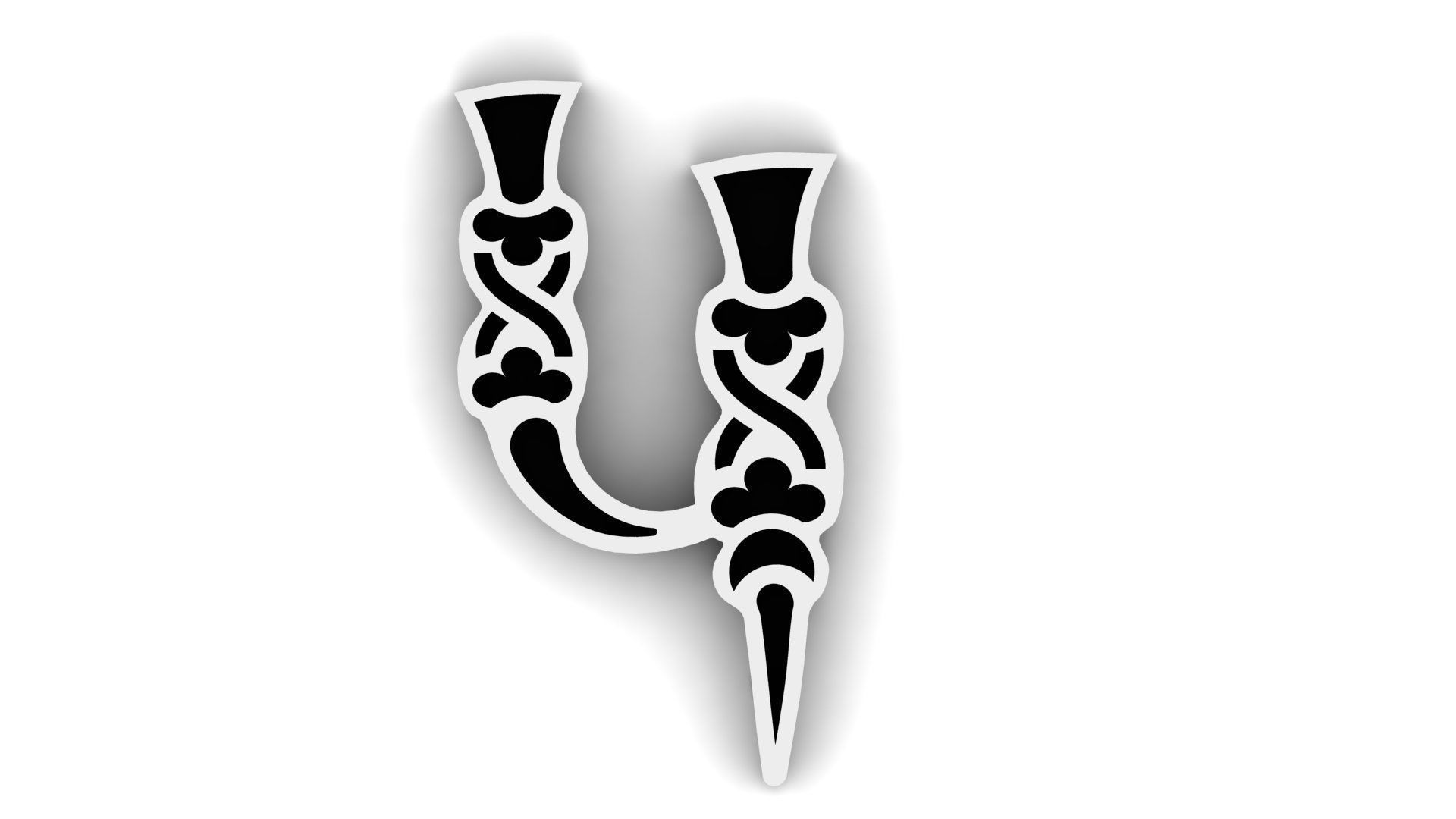 Armenian Classic Initial Letter Necklaces 3D print model_17