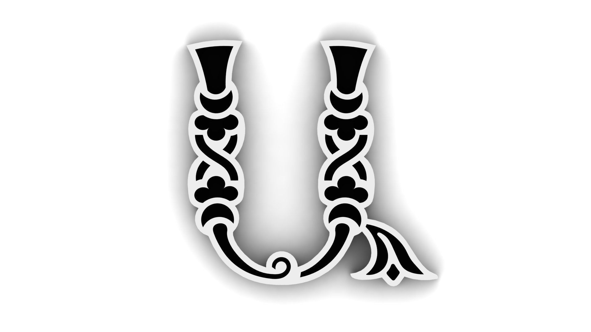 Armenian Classic Initial Letter Necklaces 3D print model_1