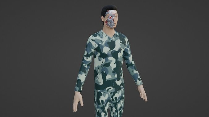 Cyber Soldier - Robot Man Low-poly 3D model