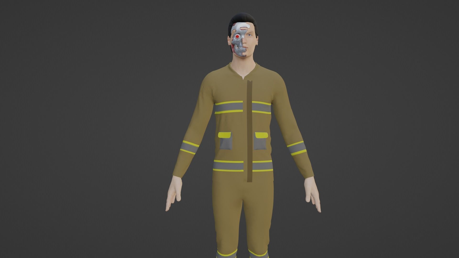 Cyber Worker - Robot Man Low-poly 3D model_1