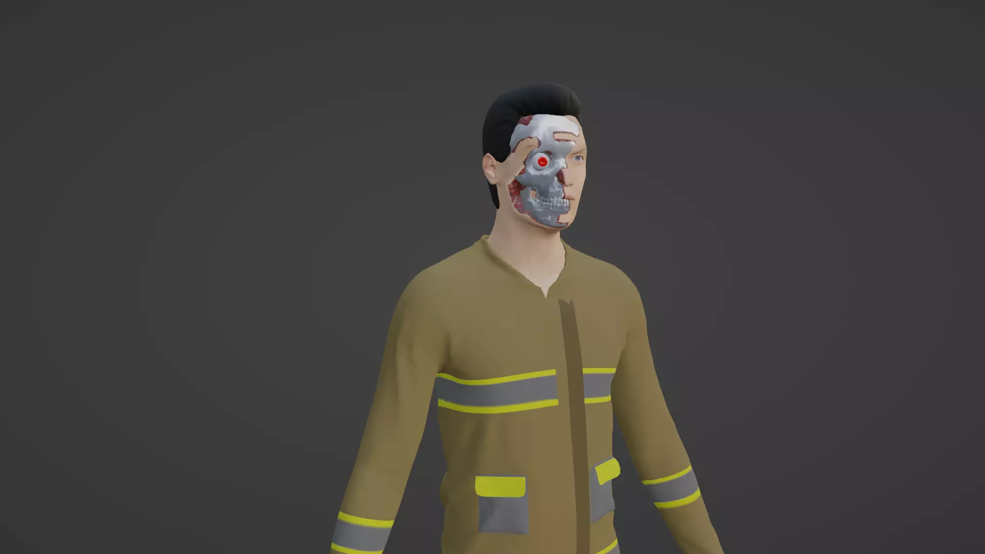 Cyber Worker - Robot Man Low-poly 3D model_0