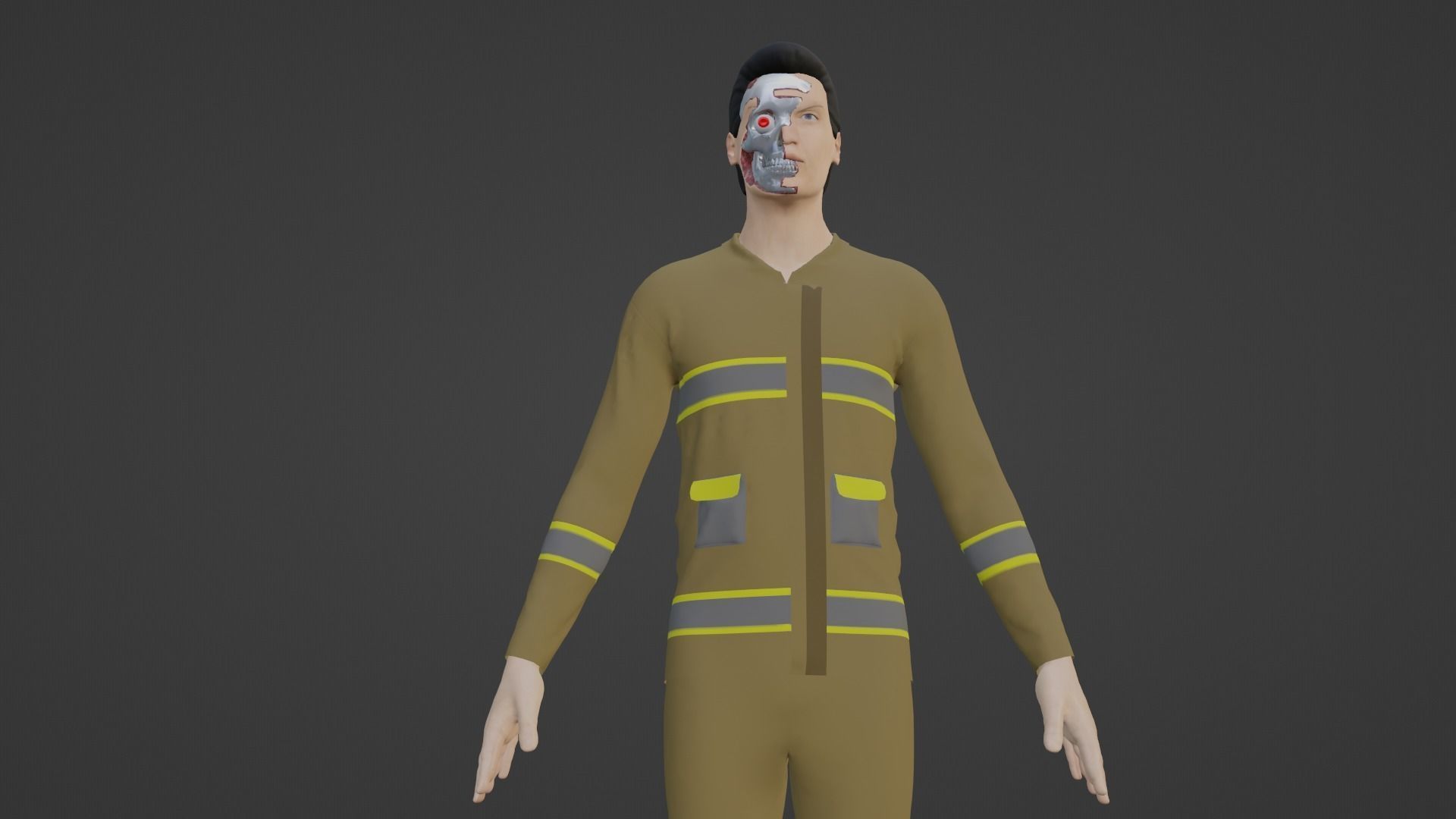 Cyber Worker - Robot Man Low-poly 3D model_9