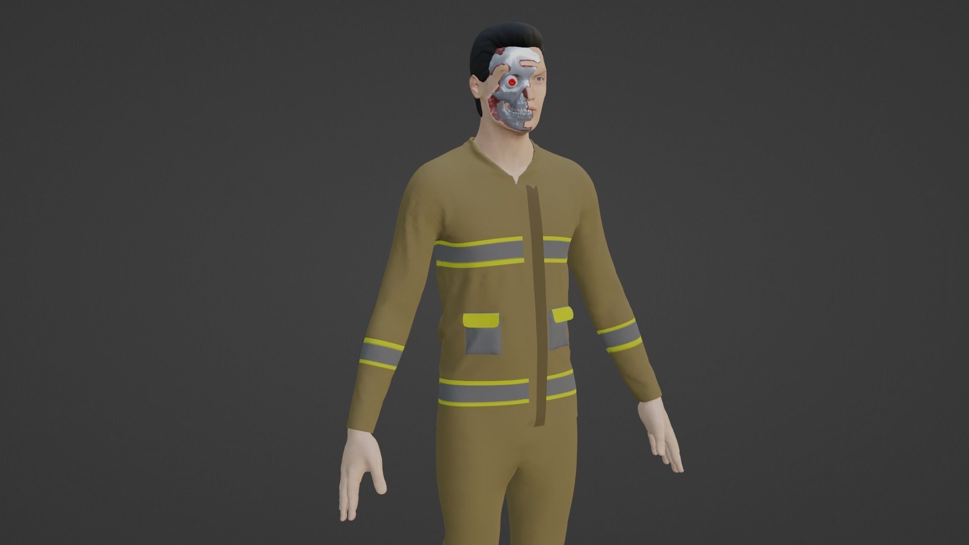 Cyber Worker - Robot Man Low-poly 3D model_2