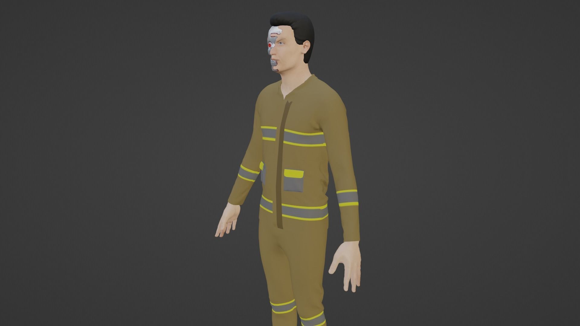 Cyber Worker - Robot Man Low-poly 3D model_3