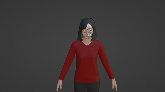 Cyber Character - Robot Woman Low-poly 3D model