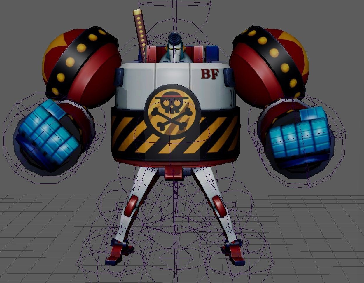 One Piece General Franky Low-poly 3D model_1