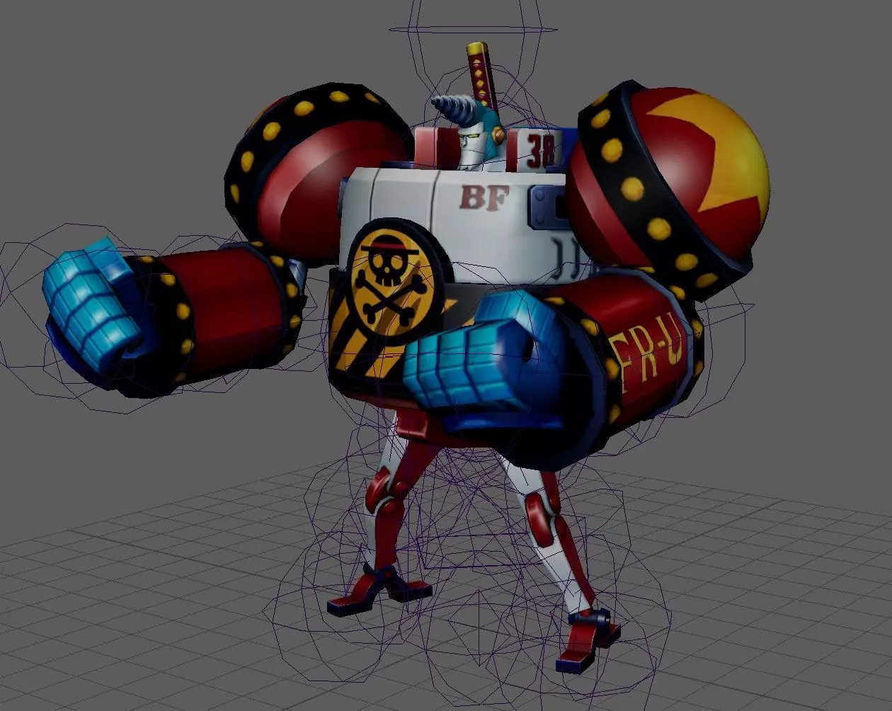 One Piece General Franky Low-poly 3D model_0