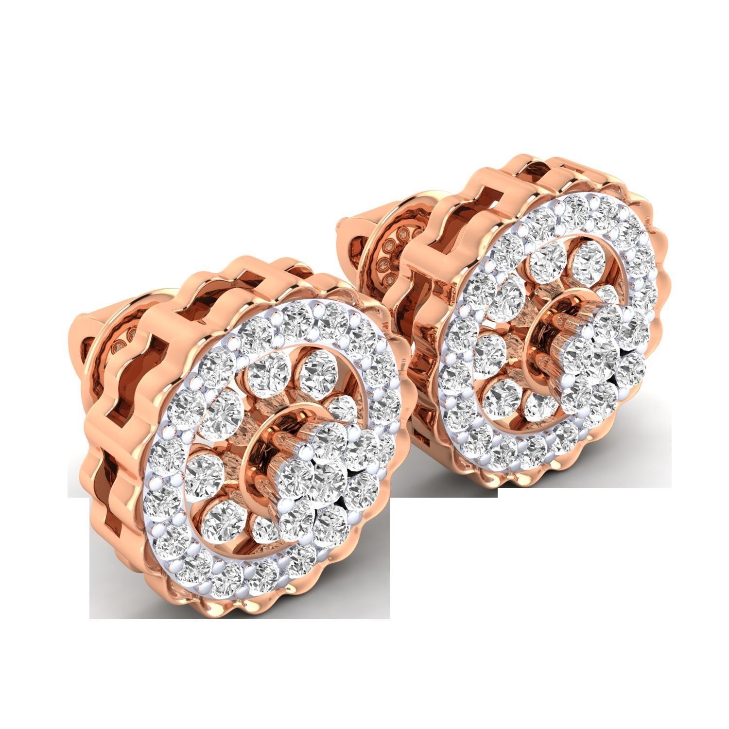 Women Stud Earrings STL JCD OBJ FBX Renders Details 3D print model_6