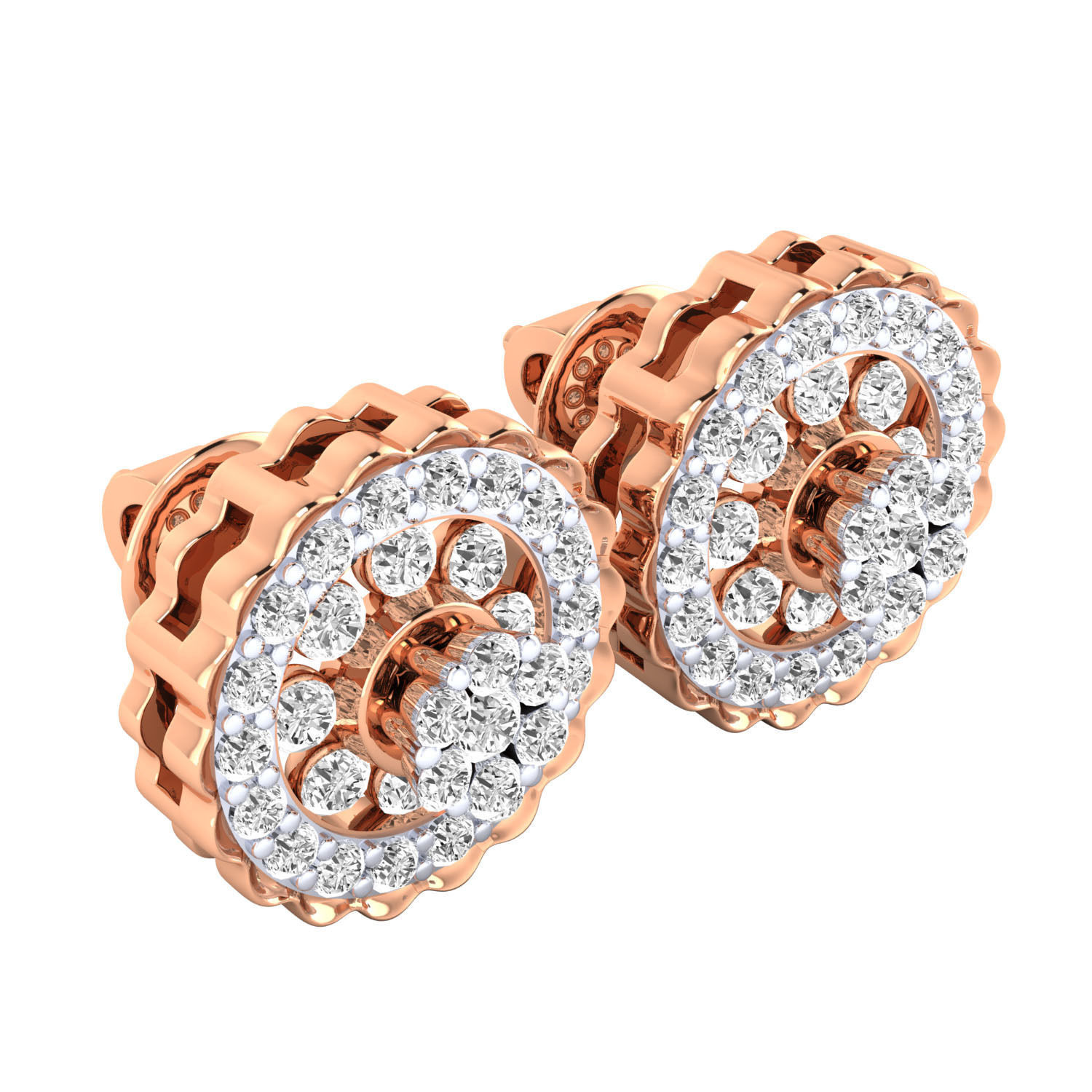 Women Stud Earrings STL JCD OBJ FBX Renders Details 3D print model_5