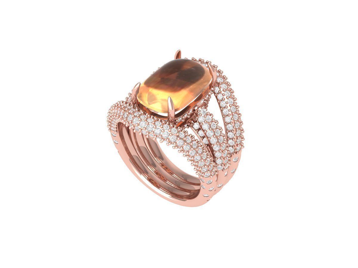 Cushion Art deco Ring 3D print model_5