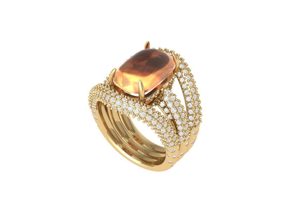 Cushion Art deco Ring 3D print model_4