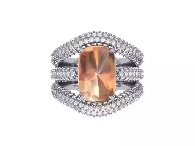 Cushion Art deco Ring 3D print model