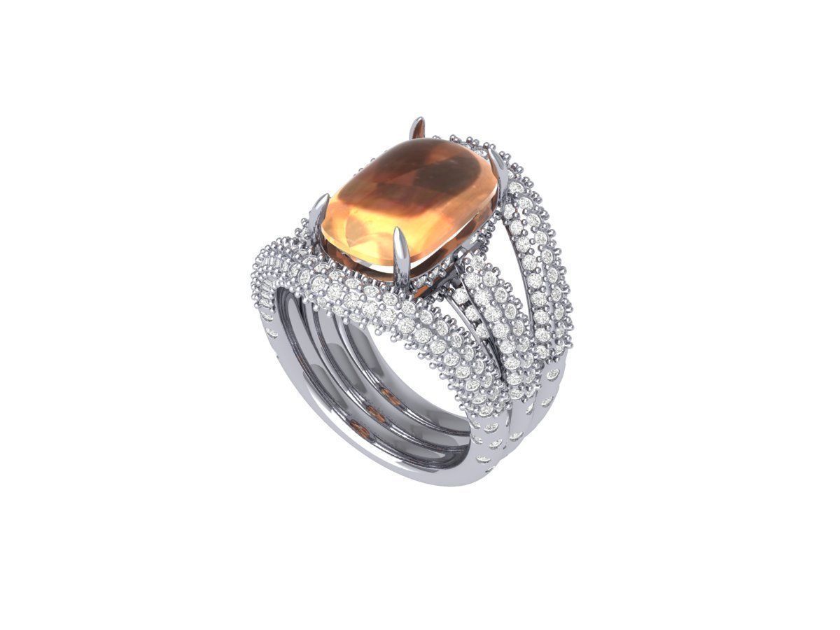 Cushion Art deco Ring 3D print model_3