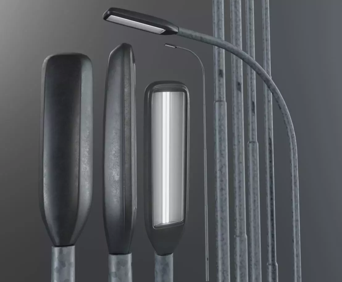 Street Light 3 Galvanized F1 M2 K0 10000 mm Low-poly 3D model_0