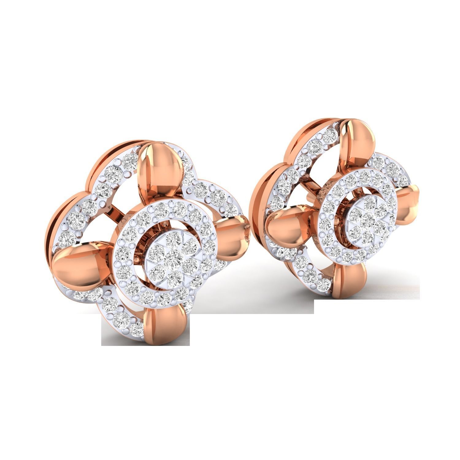 Women Stud Earrings STL JCD OBJ FBX Renders Details 3D print model_2