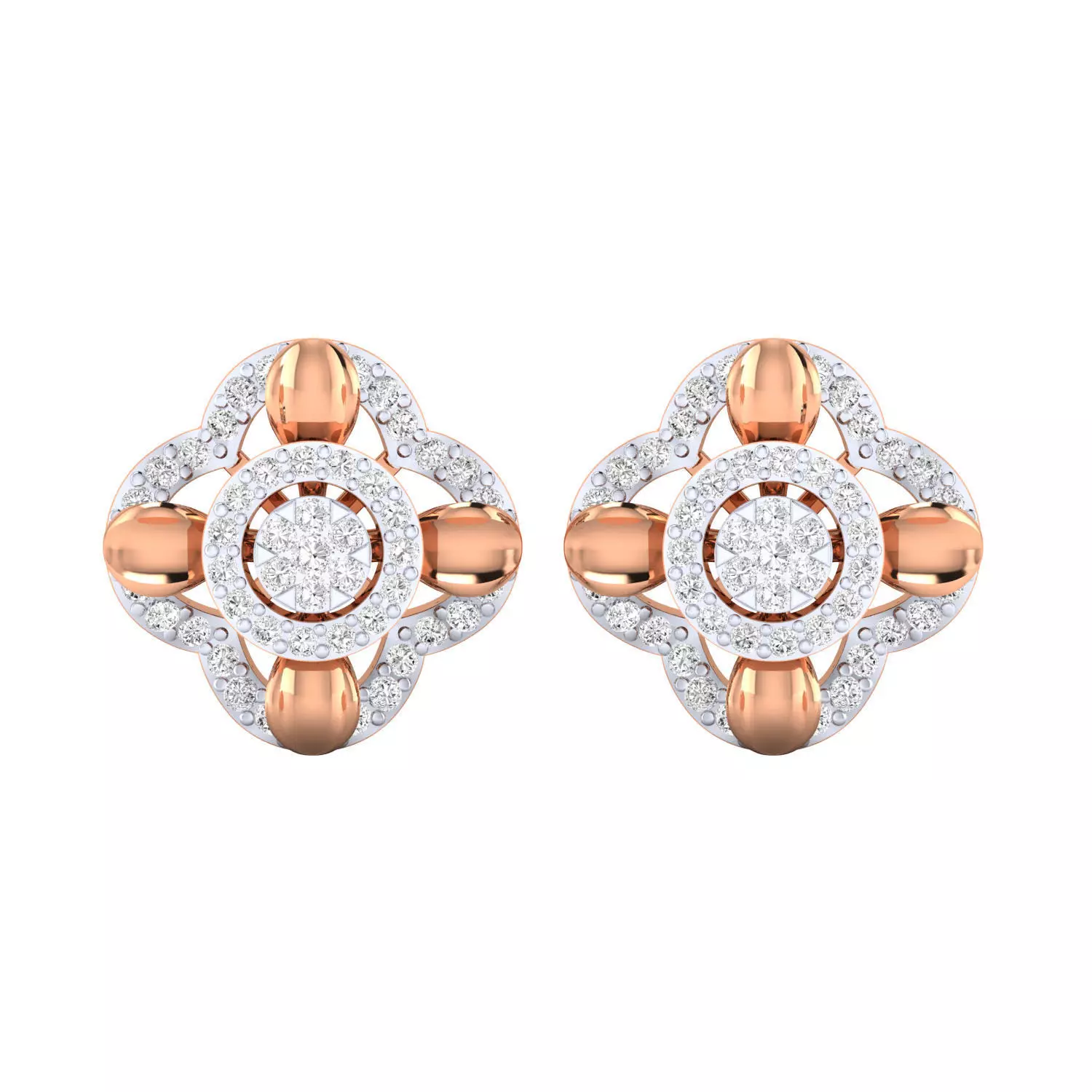 Women Stud Earrings STL JCD OBJ FBX Renders Details 3D print model_0