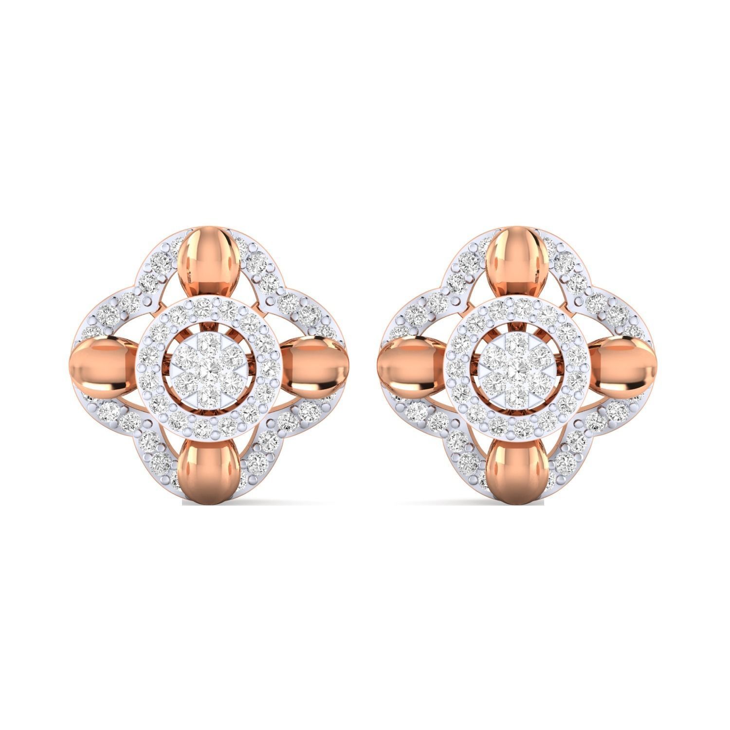 Women Stud Earrings STL JCD OBJ FBX Renders Details 3D print model_14