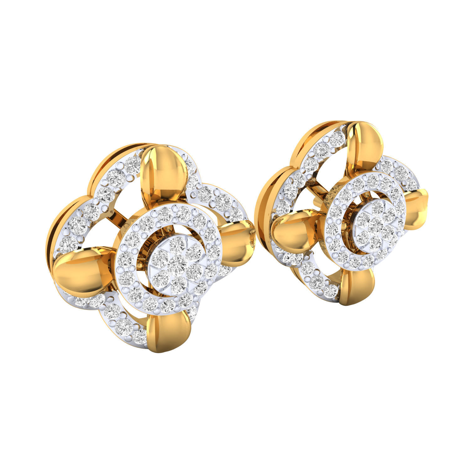 Women Stud Earrings STL JCD OBJ FBX Renders Details 3D print model_5